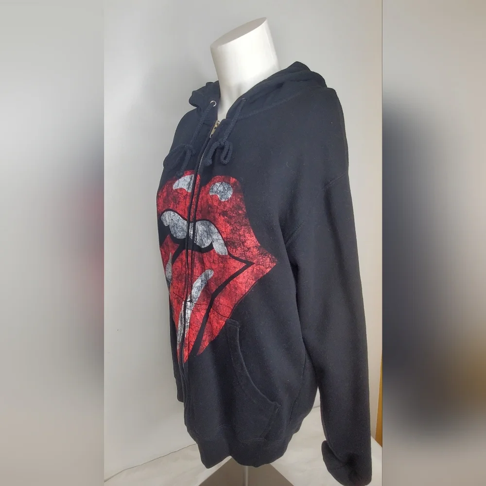 Jacket Size S Black Rolling Stones Classic Tongue Graphic Cotton Blend Zip-up - Picture 2 of 8